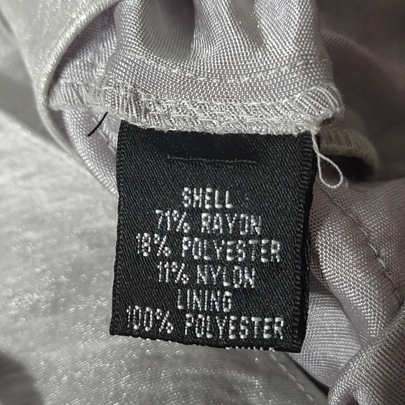 Adrianna Papell Silver Shimmer Ruffle Cocktail Party Dress - Picture 11 of 11